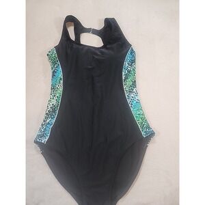 Women's Catalina One Piece‎ Swimsuit Size XL (16/18) Jet Black W/Bright Sides